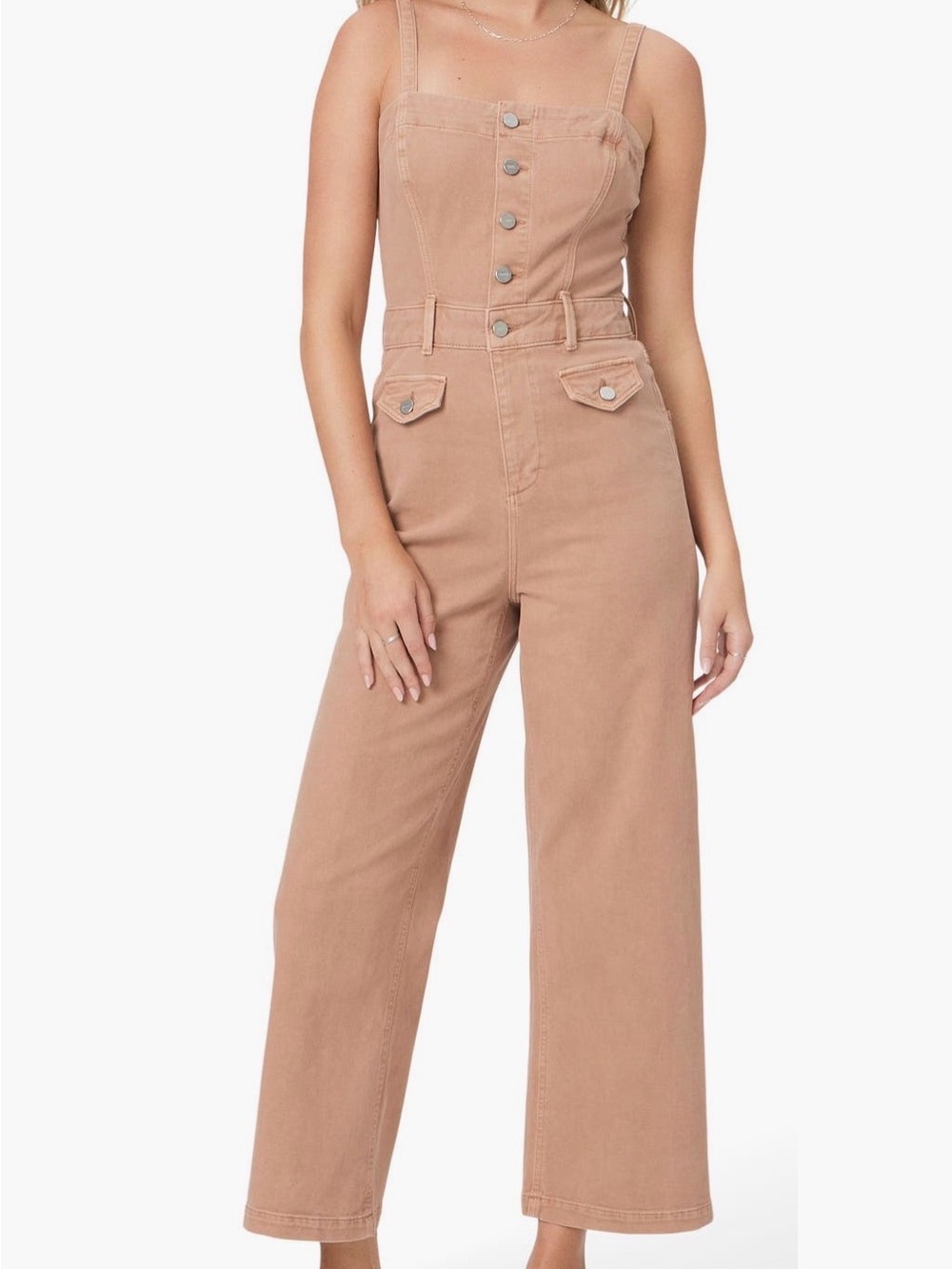 Paige Anessa Button-Front Wide Leg  Jumpsuit